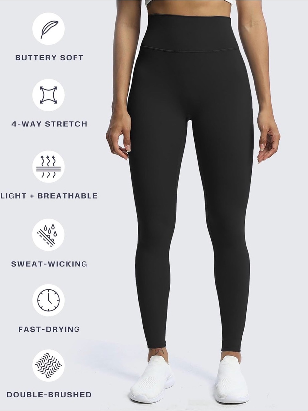 AOXJOX Black High Waisted Sculpting Leggings Medium M Gym Yoga Booty Contour - Picture 11 of 12